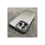 M.TK moveteck İphone 15 Pro Max Kılıf Krom Yumuşak Renkli Kenarlı Arkası Şeffaf Hassas Butonlu Metal Lens Çerceve, Gray, Tek Ebat, power-15promax-gray123