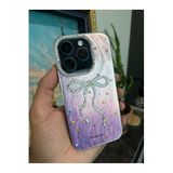 m.tk moveteck iPhone 16 Pro Max ile Uyumlu Kılıf, Kamera Çercevesi Taşlı, Hologram 3D Desenli, Renk Yansımalı Figür Kapak, Bej