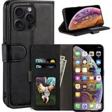 M.TK Moveteck Iphone 16 Pro Max Kılıf 360 Tam Kaplar Deri Dokulu Kapaklı Cüzdanlı Kartlıklı Standlı Kartvizitli Kapak - Siyah