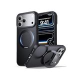 m.tk moveteck iPhone 17 Pro ile Uyumlu Kılıf, MagSafe Halkalı, 360° Döner Yüzüklü Stand, Armour Mat, Siyah