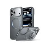 m.tk moveteck iPhone 17 Pro Max ile Uyumlu Kılıf, MagSafe Halkalı, 360° Döner Yüzüklü Stand, Armour Mat, Mıknatıslı, Gri