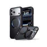 m.tk moveteck iPhone 17 Pro Max ile Uyumlu Kılıf, MagSafe Halkalı, 360° Döner Yüzüklü Stand, Armour Mat, Mıknatıslı, Siyah