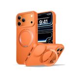m.tk moveteck iPhone 17 Pro Max ile Uyumlu Kılıf, MagSafe Halkalı, 360° Döner Yüzüklü Stand, Armour Mat, Turuncu