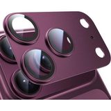 M.TK Moveteck iPhone 18 Pro Uyumlu Kamera Lens Koruyucu Metal Çerceveli Tam Kaplar Koruyucu Cam - Bordo - iPhone 18 Pro / 17 Pro