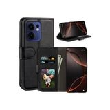 m.tk moveteck Oppo Reno 14F ile Uyumlu Kılıf, 360° Tam Kaplar, Deri Dokulu, Kapaklı Cüzdan, Standlı, Kartvizitli, Kopçalı, Siyah