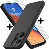 M.TK Moveteck Redmi 12 Kılıf Soft Yumuşak Mat Slim Kaymaz Silikon Kapak + 9h Ekran Koruyucu Cam 2in1 Set - Siyah