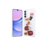 M.TK moveteck Samsung Galaxy A05s Kılıf Emoji Ayıcık Desenli Kabartmalı Karakterli Simli Taşlı Figürlü Coffe Şeker, Beyaz, Tek Ebat, cevze-a05s-beyaz