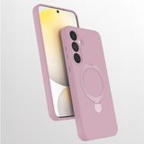 M.TK Moveteck Samsung Galaxy A25 Kılıf Magsafe Halkalı Extra Standlı Içi Kadife Yumuşak Renkli Silikon Samara Kapak - Pembe