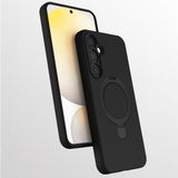 M.TK Moveteck Samsung Galaxy A25 Kılıf Magsafe Halkalı Extra Standlı Içi Kadife Yumuşak Renkli Silikon Samara Kapak - Siyah