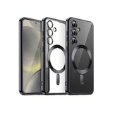 m.tk moveteck Samsung Galaxy A26 ile Uyumlu Kılıf, MagSafe Kablosuz Şarj Destekli, Parlak Renkli Kenarlı, Şeffaf Silikon, Siyah