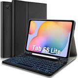 M.TK Moveteck Samsung Galaxy P610 S6 Lite 10.4 Inç Tablet Klavyeli Kılıf Bluetooth Kalem Bölmeli Stand Manyetik - S6 Lite P610 - Siyah