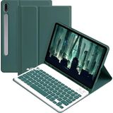 M.TK Moveteck Samsung Galaxy S10 Ultra 14.6 Inç Klavyeli Tablet Kılıfı Kalem Bölmeli Bluetooth Kılıf Q Türkçe SM-X920 SM-X930 - Koyu Yeşil - Galaxy S10/S11 Ultra 14.6 inç