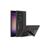 m.tk moveteck Samsung Galaxy S23 Ultra ile Uyumlu Kılıf, Kamera Korumalı, El Bileziği Kemer, Mat Karbon, L Stand