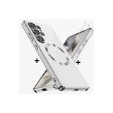 m.tk moveteck Samsung Galaxy S23 Ultra ile Uyumlu Kılıf, Magsafe, Renkli Kenarlı, Arkası Şeffaf Silikon, Ekran Koruyucu Cam Set, Gri