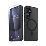 m.tk moveteck Samsung Galaxy S24 Plus ile Uyumlu Kılıf, Mat Magsafe Şarj Özellikli, Yumuşak Kenarlı, Ekran Koruyucu Cam Set, Siyah