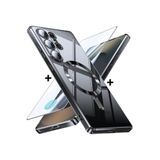 m.tk moveteck Samsung Galaxy S24 Ultra ile Uyumlu Kılıf, MagSafe, Renkli Kenarlı, Arkası Şeffaf Silikon + Ekran Koruyucu Cam Set
