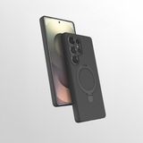 M.TK Moveteck Samsung Galaxy S24 Ultra Kılıf Magsafe Halkalı Extra Standlı Içi Kadife Yumuşak Renkli Silikon Samara Kapak - Gri