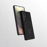 M.TK Moveteck Samsung Galaxy S24 Ultra Kılıf Magsafe Halkalı Extra Standlı Içi Kadife Yumuşak Renkli Silikon Samara Kapak - Siyah