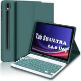 M.TK Moveteck Samsung Galaxy S8 Ultra 14.6 Inç Klavyeli Tablet Kılıfı Q SM-X900 X906 - Koyu Yeşil