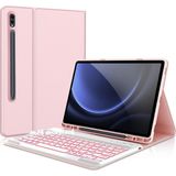 M.tk moveteck Samsung Galaxy S9 Ultra 14.6 Inç SM-X910 Klavyeli Tablet Kılıfı Bluetooth Özellikli Kılıf Türkçe Q - Tab S9 Ultra X910 14.6 inç - Açık Pembe