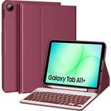 M.TK Moveteck Samsung Galaxy Tab A11+ Plus 11 Inç 2025 Uyumlu Bluetooth Özellikli Kablosuz Kalem Bölmeli Klavyeli Tablet Kılıfı SM-X230 - Bordo