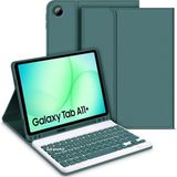 M.TK Moveteck Samsung Galaxy Tab A11+ Plus 11 Inç 2025 Uyumlu Bluetooth Özellikli Kablosuz Kalem Bölmeli Klavyeli Tablet Kılıfı SM-X230 - Koyu Yeşil