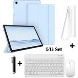 M.TK Moveteck Samsung Galaxy Tab A11 Plus/a9 Plus 11 Inç Uyumlu Flip Kılıf + Bluetoothlu Klavye Mause + Dokunmatik Stylus Kalem 5'li Set - Galaxy A11 Plus / A9 Plus - Mavi
