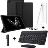 M.TK Moveteck Samsung Galaxy Tab A11 Plus/a9 Plus 11 Inç Uyumlu Flip Kılıf + Bluetoothlu Klavye Mause + Dokunmatik Stylus Kalem 5'li Set - Galaxy A11 Plus / A9 Plus - Siyah