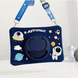 M.TK Moveteck Samsung Galaxy Tab A11 WİFİ/A9 8.7 Inç Astronot Çocuk Tablet Kılıfı Askılı Standlı Eğlenceli Karakterli - Lacivert - Galaxy Tab A9 8.7inç