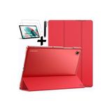 M.TK moveteck Samsung Galaxy Tab A8 10.5 inç Sm-X200 Tablet Kılıfı Akıllı Smart Uyku Modlu + Ekran Camı +Kalem Set, Kırmızı, Tek Ebat, x200-smart-set-red