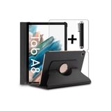 M.TK moveteck Samsung Galaxy Tab A8 10.5 Sm-x200 Kılıf Dönebilen 360 Tablet Kılıfı + Ekran Koruyucu Cam +kalem Set, Siyah, Tek Ebat, X200-X205-X207-360-siyah