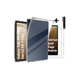 m.tk moveteck Samsung Galaxy Tab A9+ 11 inç ile Uyumlu Kılıf, Cam Koruyucu ve Kalem Seti, Şeffaf, Köşe Korumalı Silikon