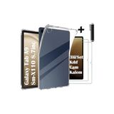 m.tk moveteck Samsung Galaxy Tab A9 8.7 inç ile Uyumlu Şeffaf Köşe Korumalı Silikon Kılıf, Cam Koruyucu ve Kalem Seti