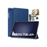 M.TK moveteck Samsung Galaxy Tab A9 Plus Kılıf 11 inç Sm-X210 Tablet Kılıfı Akıllı Uyku Modlu Şeffaf Cam+Kalem Set, Lacivert, Tek Ebat, smartSET-a9plus-laci1
