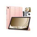 M.TK moveteck Samsung Galaxy Tab A9 Plus Kılıf 11 inç Sm-X210 Tablet Kılıfı Akıllı Uyku Modlu Şeffaf Cam+Kalem Set, Rose Gold, Tek Ebat, smartSET-a9plus-rose1