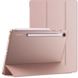 M.TK Moveteck Samsung Galaxy Tab S10 Fe 10.9 Inç Tablet Kılıfı Akıllı Smart Uyku Modlu Katlanabilir Arkası Renkli Standlı Kılıf SM-X520 X526 X528 - Galaxy S10 Fe 10.9 - Rose