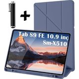 M.TK Moveteck Samsung Galaxy Tab S10 Fe 10.9inç 2025 Tablet Kılıf Kalem Bölmeli Trifolding Yatay Dikey Standlı Sm-X520 - Açık Mor