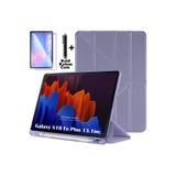 m.tk moveteck Samsung Galaxy Tab S10 Fe Plus 13.1 inç ile Uyumlu Kılıf, Kalem Bölmeli, Katlanır, Yumuşak Silikon, Lavender, Kalem ve Cam Koruyucu Set