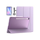 m.tk moveteck Samsung Galaxy Tab S10 FE Plus 13.1 inç ile Uyumlu Kılıf, Smart Akıllı Uyku Modlu 360 Kapak, Ekran Koruyucu Cam, Kalem, Lila