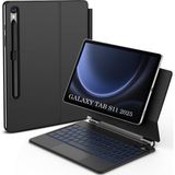 M.TK Moveteck Samsung Galaxy Tab S11 11 Inç 2025 Tablet Uyumlu Magiç Keyboard Touchpad Rgb Işıklı Manyetik Klavyeli Kılıf - Siyah
