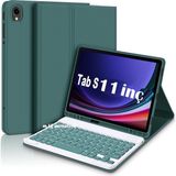 M.TK Moveteck Samsung Galaxy Tab S11 11INÇ 2025 Uyumlu Tablet Klavyeli Kılıf Kablosuz Bluetooth Akıllı Kalem Bölmeli Tükçe Q Klavyeli Tablet Kılıfı SM-X736 SM-X730 - Galaxy Tab S11 2025 - Koyu Yeşil