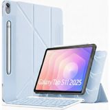M.TK Moveteck Samsung Galaxy Tab S11 Ultra 14.6 Inç Tablet Kılıf Magic Klavyeli Slim Mıknatıslı Ön Kapak Tutucu Kilit Akıllı Stand Kapak - Tab S11 11'' - Mavi