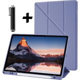 M.tk moveteck Samsung Galaxy Tab S8 Ultra Kılıf Kalem Bölmeli Yumuşak Silikon Kapak Akıllı Uyku Modlu Üçgen Standlı + Dokunmatik Kalem 2'li Set Tab S8 Ultra 14.6 Inç SM-X900 X906 Uyumlu Tablet Kılıfı - Galaxy Tab S8 Ultra 14.6 - Lavanta - Gri