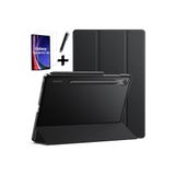 M.TK moveteck Samsung Galaxy Tab S9 FE 10.9 inç Sm-X510 Tablet Kılıfı Akıllı Uyku Modlu Şeffaf Cam + Kalem Set, siyah, Tek Ebat, SMARTSET-S9FE-SİYAH