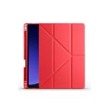 M.TK moveteck Samsung Galaxy Tab S9 Fe 10.9 Kılıf Kalem Bölmeli Yuva Farklı Stand Pu Deri Yumuşak Silikon Kalem, Kırmızı, Tek Ebat, s9FE-10.9Trifolding-red123