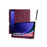 m.tk moveteck Samsung Galaxy Tab S9 FE Plus 12.4 ile Uyumlu Kılıf, Kalem Bölmeli, Katlanabilir Stand, Bordo