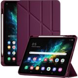 M.TK Moveteck Samsung Galaxy Tab S9 FE/S10 Fe /S10 Lite 10.9 Kılıf Kalem Bölmeli Trifolding Yatay Dikey Standlı Case - Galaxy Tab S9 Fe/S10 Fe 10.9inç - Bordo