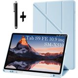 M.tk moveteck Samsung Galaxy Tab S9 Fe/S10 Fe /S10 Lite 10.9 Kılıf Kalem Bölmeli Trifolding Yatay Dikey Standlı Case SM-X510 SM-X520 X400 - Açık Mavi - Galaxy Tab S9 Fe/S10 Fe 10.9inç