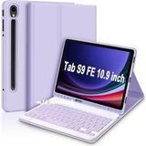 M.TK Moveteck Samsung Galaxy Tab S9 / S9 Fe/ S10 Fe/ S10 Lite 10.9 Kablosuz Bluetooth Türkçe Q Klavyeli Tablet Kılıfı X520 X400 - Lila - Galaxy Tab S9 / S9 Fe/S10 Fe 10.9