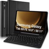 M.TK Moveteck Samsung Galaxy Tab S9 / S9 Fe/ S10 Fe/S10 Lite 10.9 Kablosuz Bluetooth Türkçe Q Klavyeli Tablet Kılıfı X520 - Siyah - Galaxy Tab S9 / S9 Fe/S10 Fe 10.9